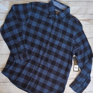 Levi's Men's Blue and Black Checkered Shirt